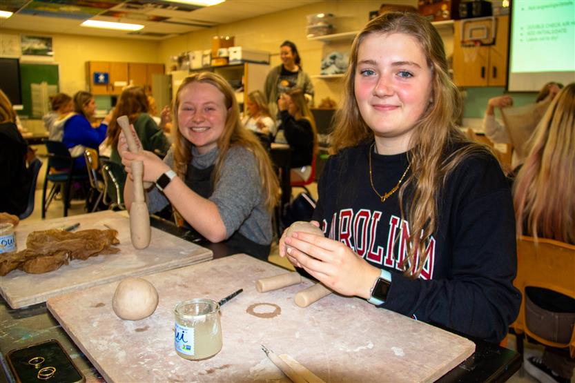 Students in art class
